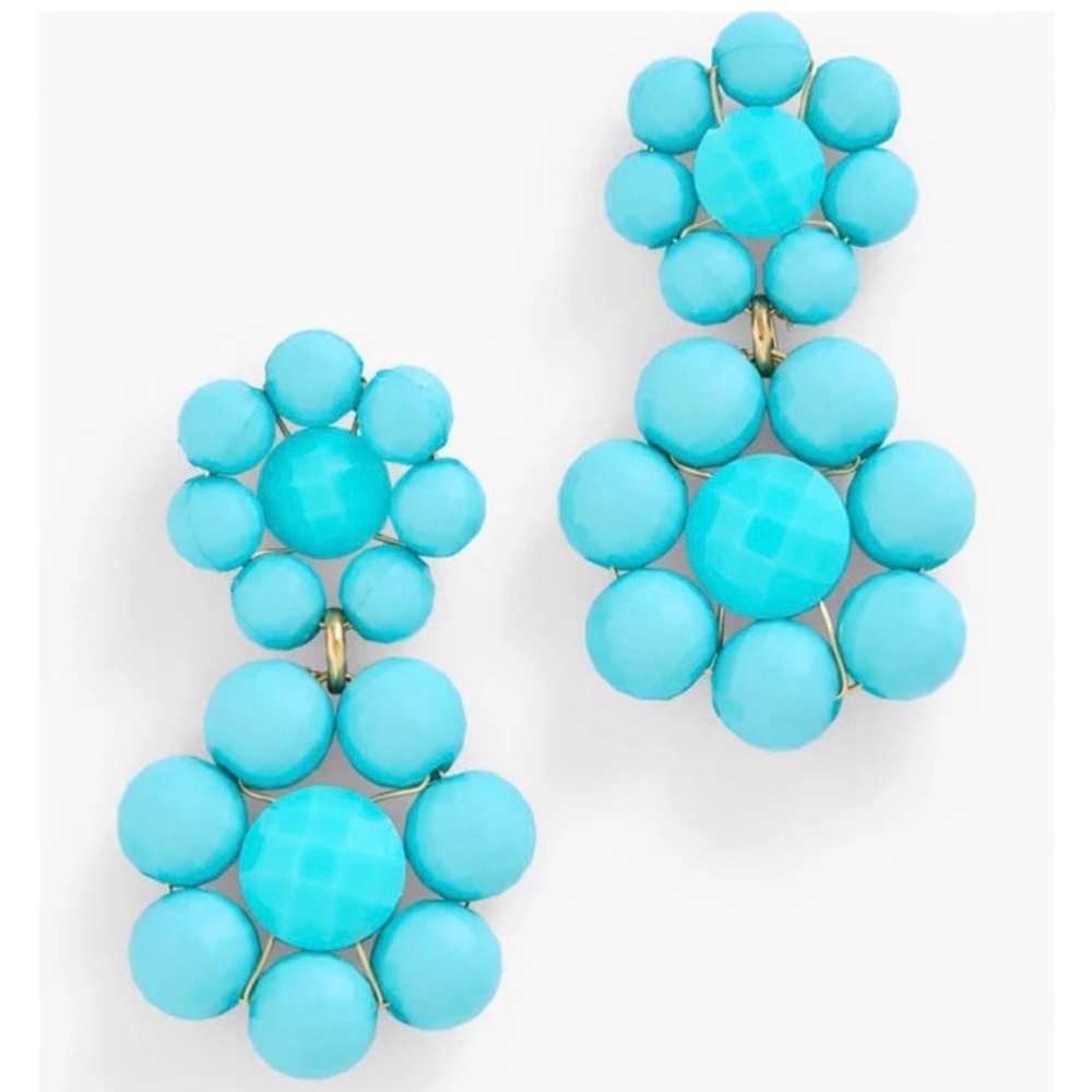 Talbots Turquoise Floral Beaded Drop Earrings